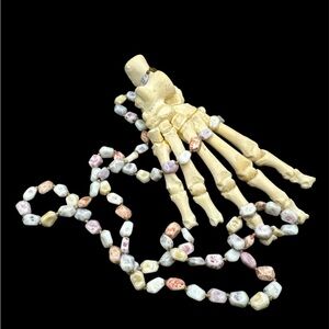 Vintage 1940s Multicolor Milk Glass Pastel Long Beaded Flapper Necklace 48”